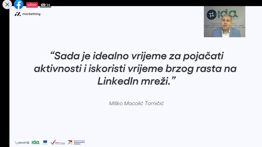 Uspješno održana on line radionica na temu 'Stvorite poslovne prilike s LinkedInom'