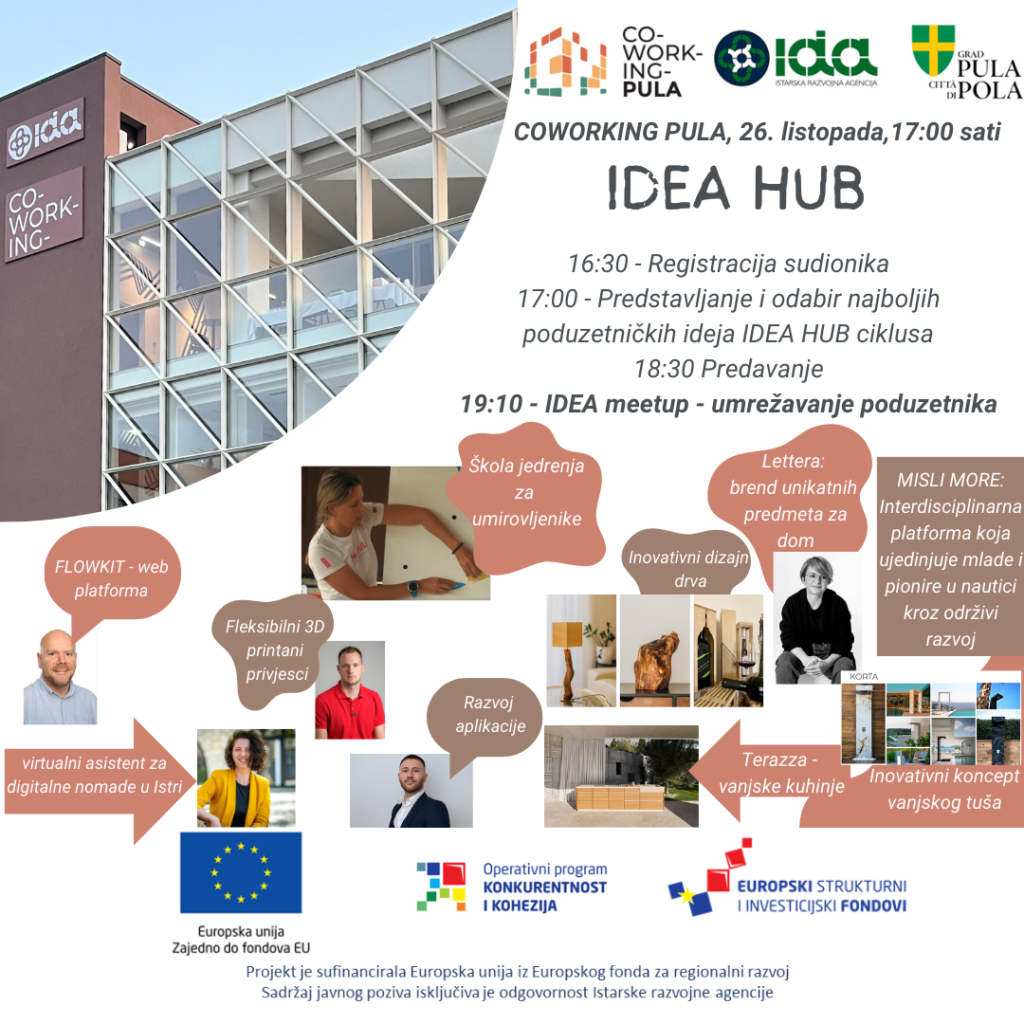 Započinjemo s događanjima u Coworking Pula - Pozvani ste na IDEA HUB networking
